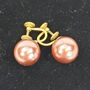 Pink Ball Screw Back Earrings